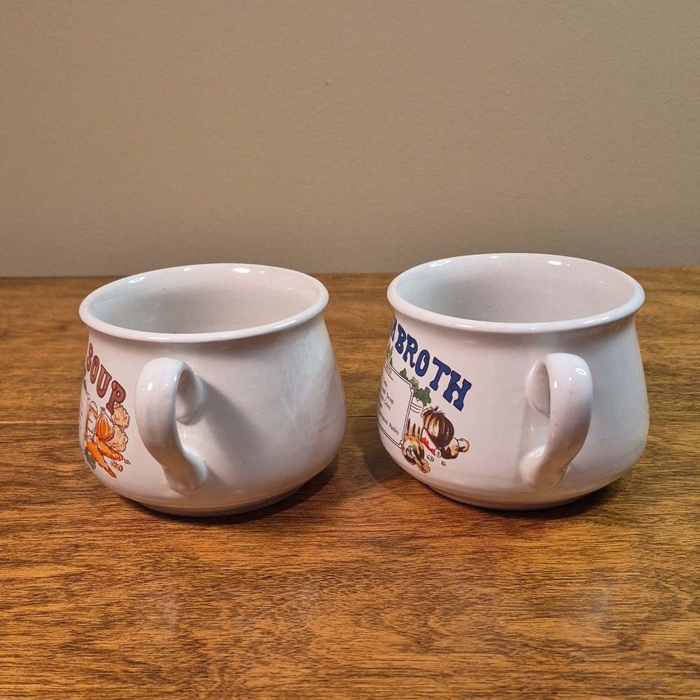 VINTAGE Set of 2 Ceramic Recipe Soup Mugs, Oxtail Soup & Scotch Broth - Picture 5 of 13